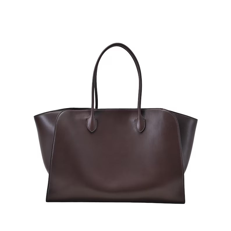 Smooth Leather Structured Large Wing Shopper Tote Bag